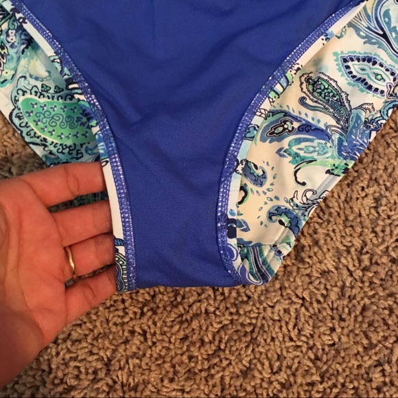 LAUREN RALPH LAUREN Fiesta Paisley Twist Bandeau Underwire Mio One-Piece Blue 6 - Picture 12 of 16